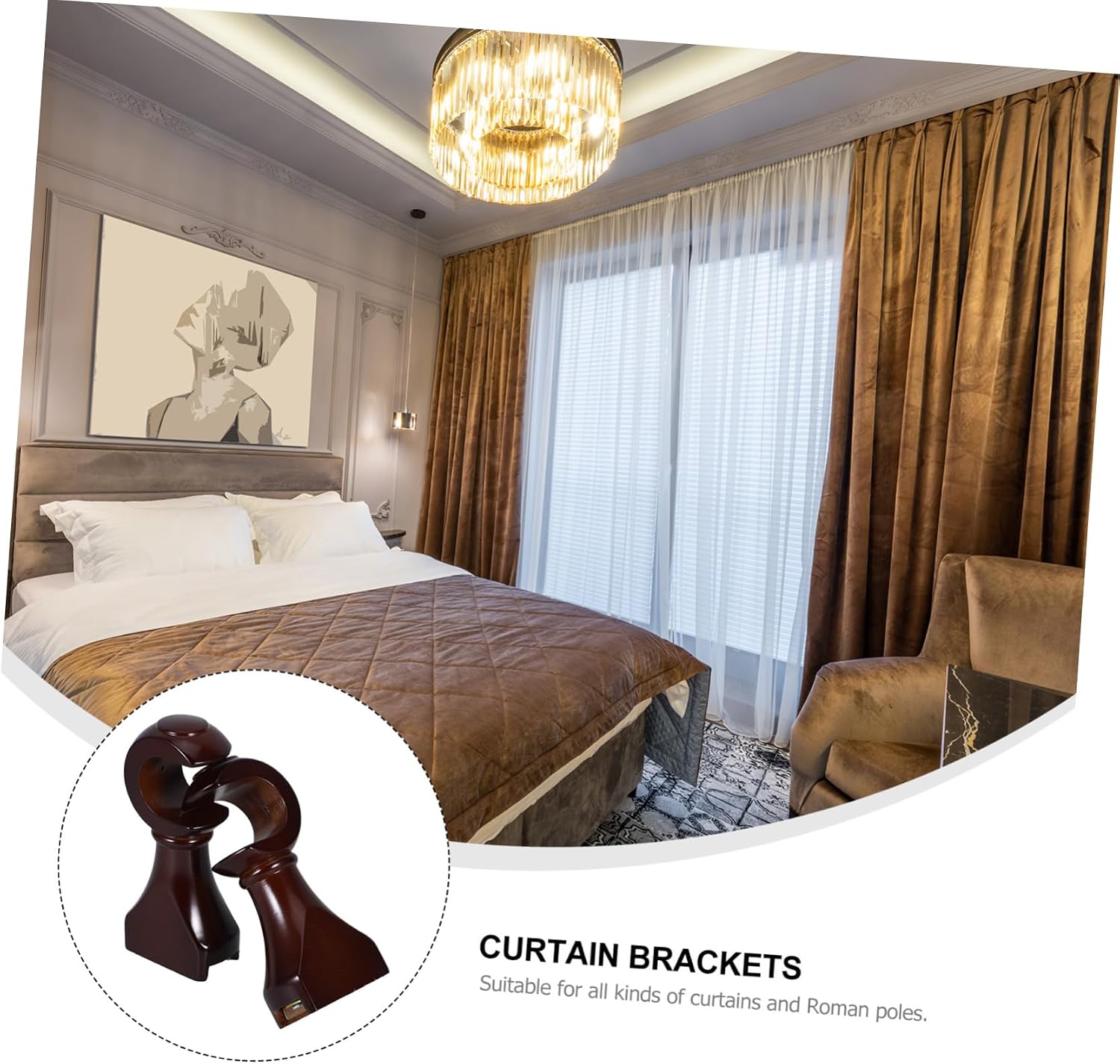 ORFOFE 2pcs Heavy Duty Curtain Rod Brackets Sturdy Holders for Drapery Kitchen Bedroom and Living Room Design Easy to Install Deep Finish