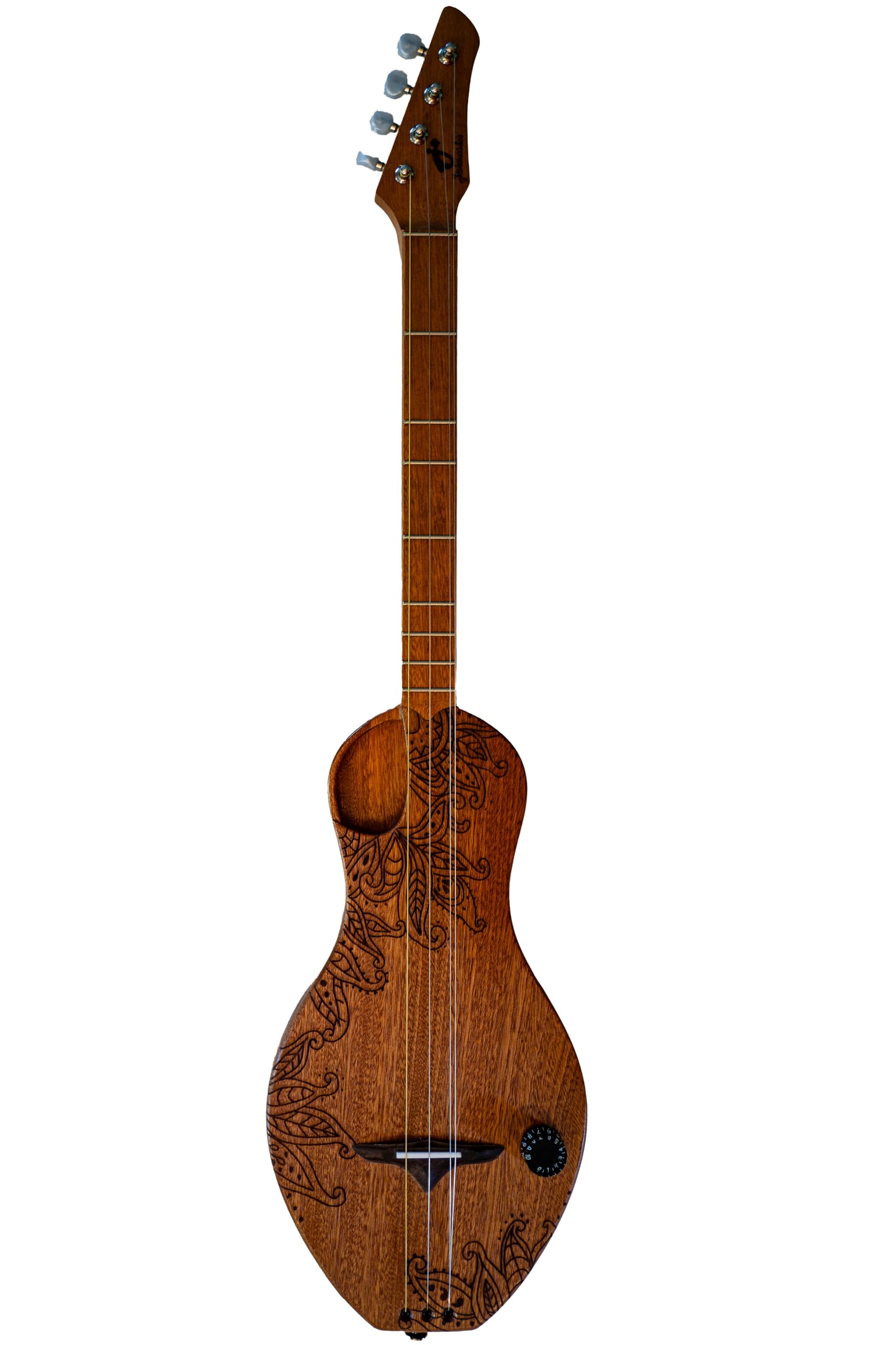 Boondocker Dulcimer Guitar 4-String Diatonic Instrument Acoustic/Electric with Piezo Pickup - Mahogany "Henna" Top