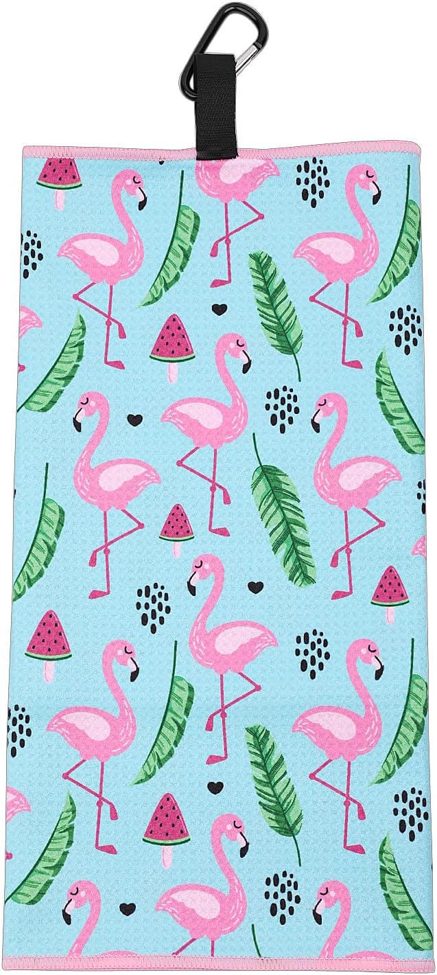 SHABIER フラミンゴデザインのゴルフタオル マイクロファイバーワッフルパターン ゴルフタオル