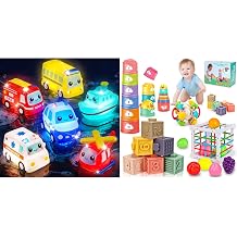 Qirptey Light Up Baby Bath Toys & Baby Montessori Toys Set