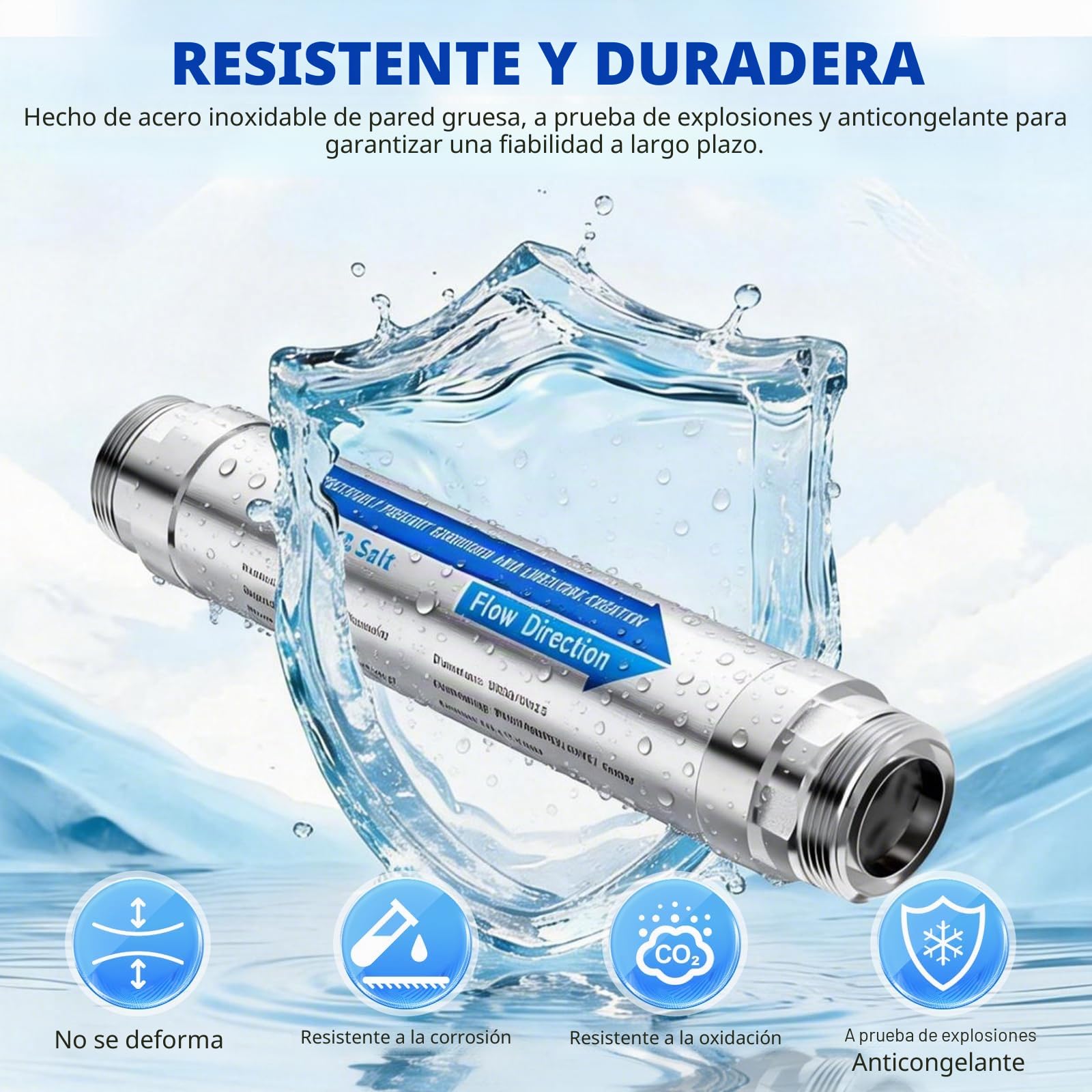 Descalcificador de agua sin sal para toda la casa, conexión de 1/2 pulgadas descalcificador de agua, evita depósitos de cal en tuberías de agua, inodoros y grifos – DN15