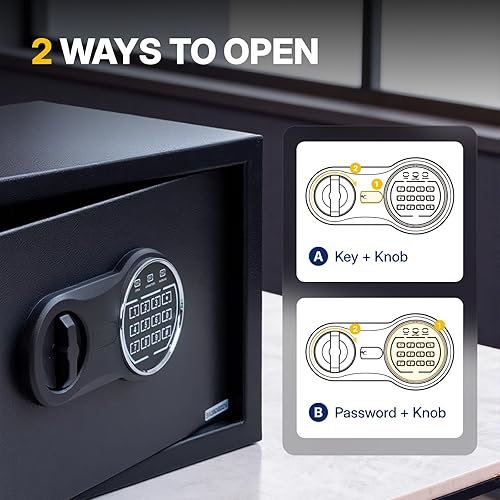 Miniatura 4 de NorthSky Caja de seguridad antirrobo ignífuga, 0.58 pies cúbicos, teclado digital y cerradura de llave, 13.78 x 9.84 x 9.84 pulgadas, adecuada para
