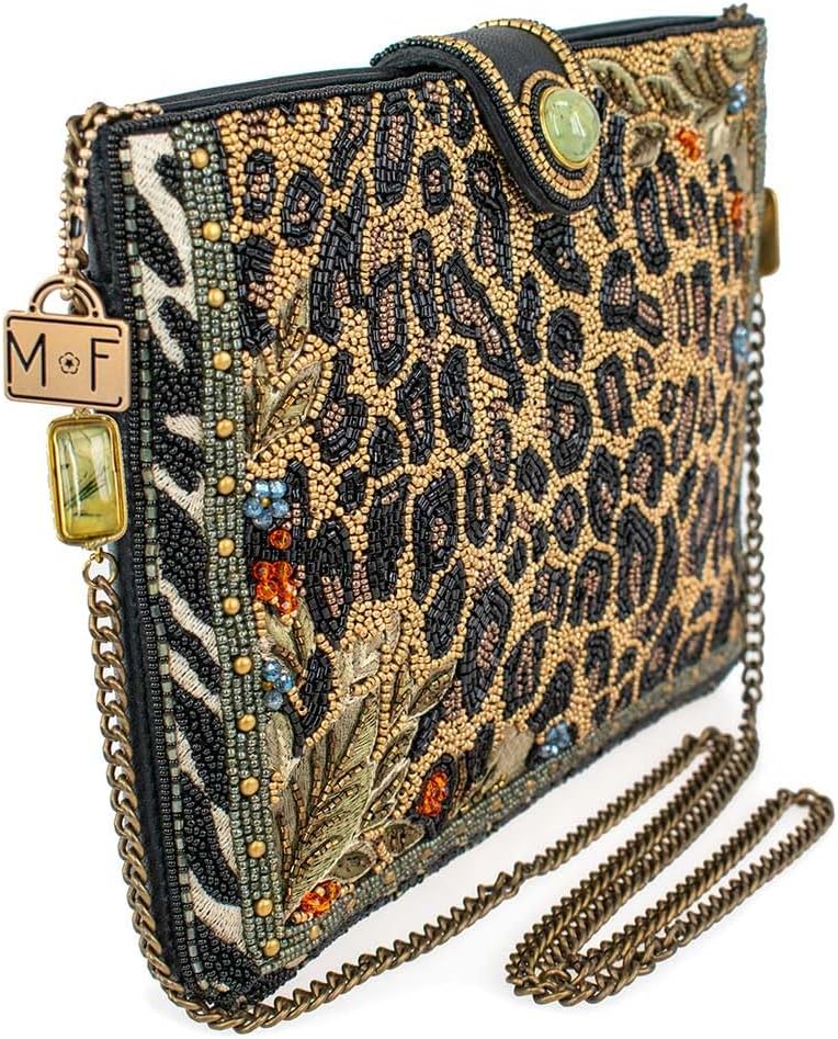 Mary Frances Untamed Beaded Crossbody Handbag – Animal Print Novelty Evening Clutch with Removable Chain Strap for Travel, Weddings, Parties – Black - Image 3