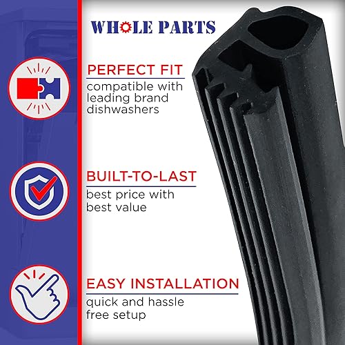 Miniatura 5 de Whole Parts Junta de puerta inferior para lavavajillas (negro) Parte # 154859401 - Reemplazo y compatible con algunos lavavajillas Frigidaire y