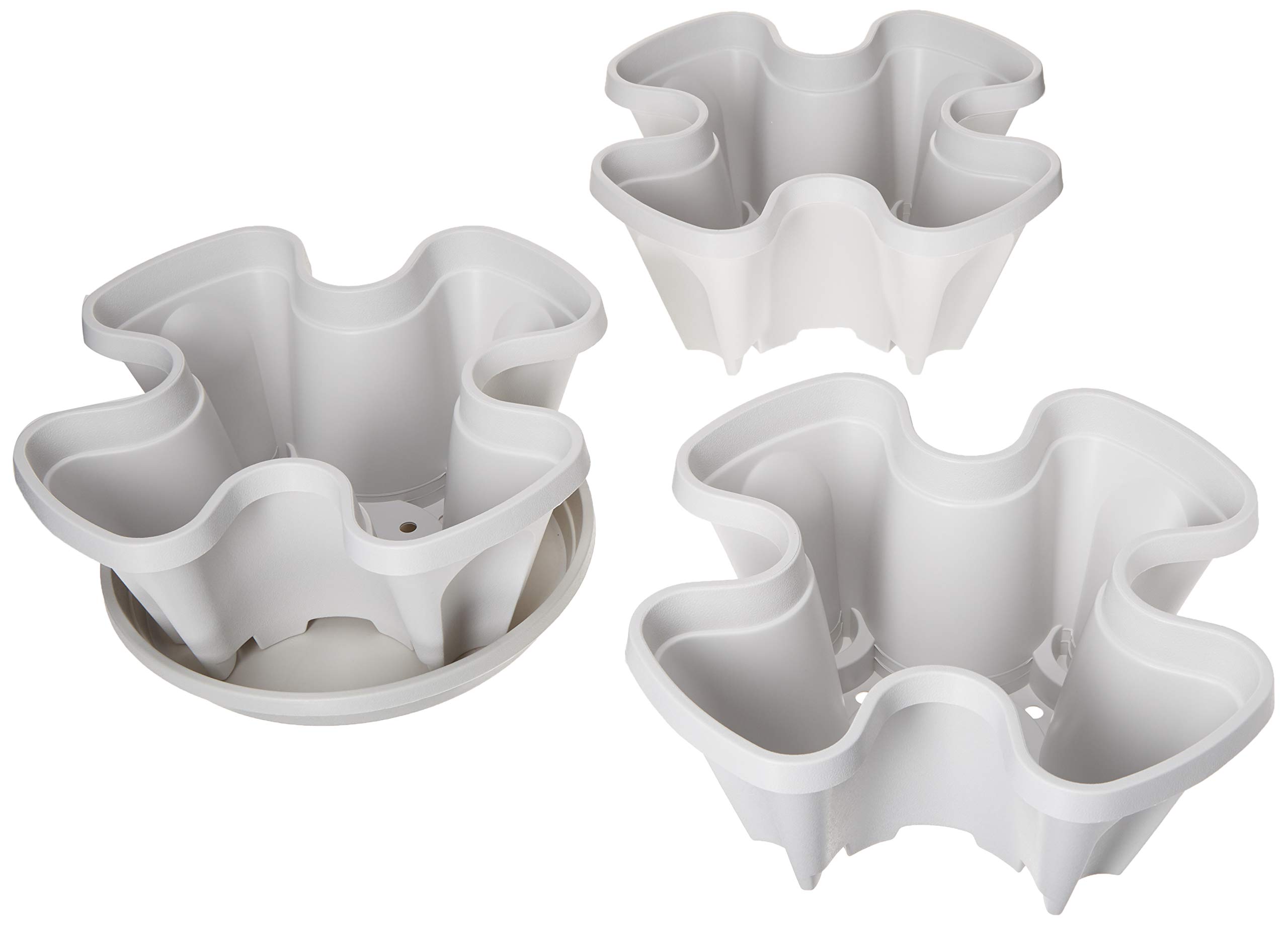 3 Tier Stackable Garden - Indoor / Outdoor Vertical Planter Set - Self Watering Tiers From Top Down - Grow Fresh Herbs In The Kitchen or Patio - Smart Planting Pots - Used for Strawberries Herbs Peppers Flowers and Succulents (Stone)