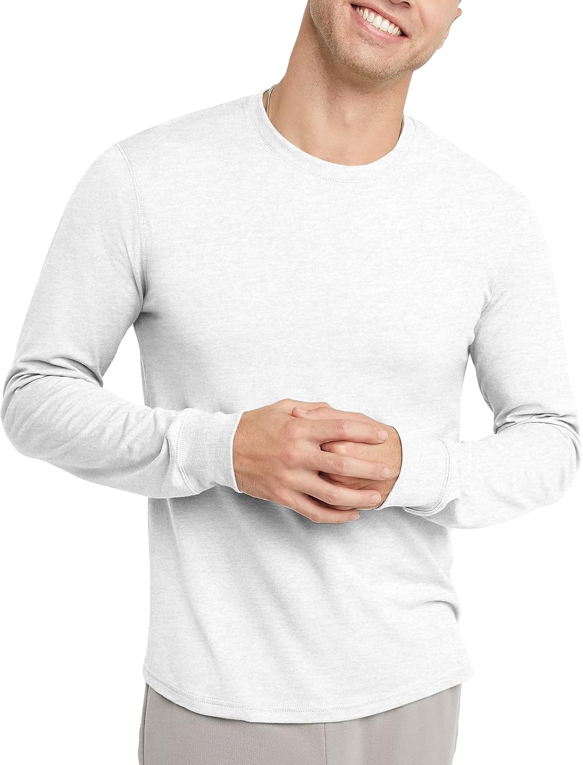 Hanes Men's Originals Long Sleeve Cotton T-Shirt, Classic Crewneck Tee for Men, Available in Tall