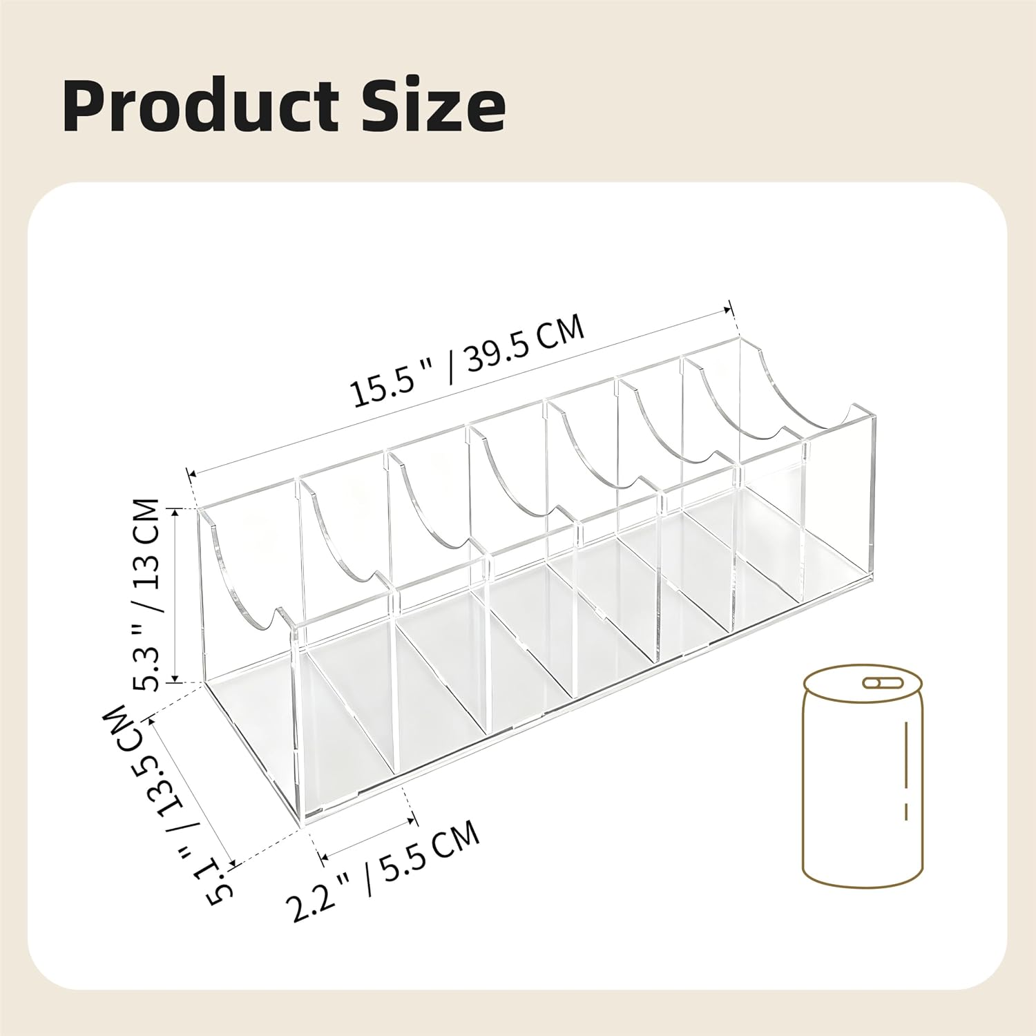 Acrylic Belt Organizer 7-Compartment Storage Rack with Removable Dividers and U-Shaped Cutouts (Transparent)