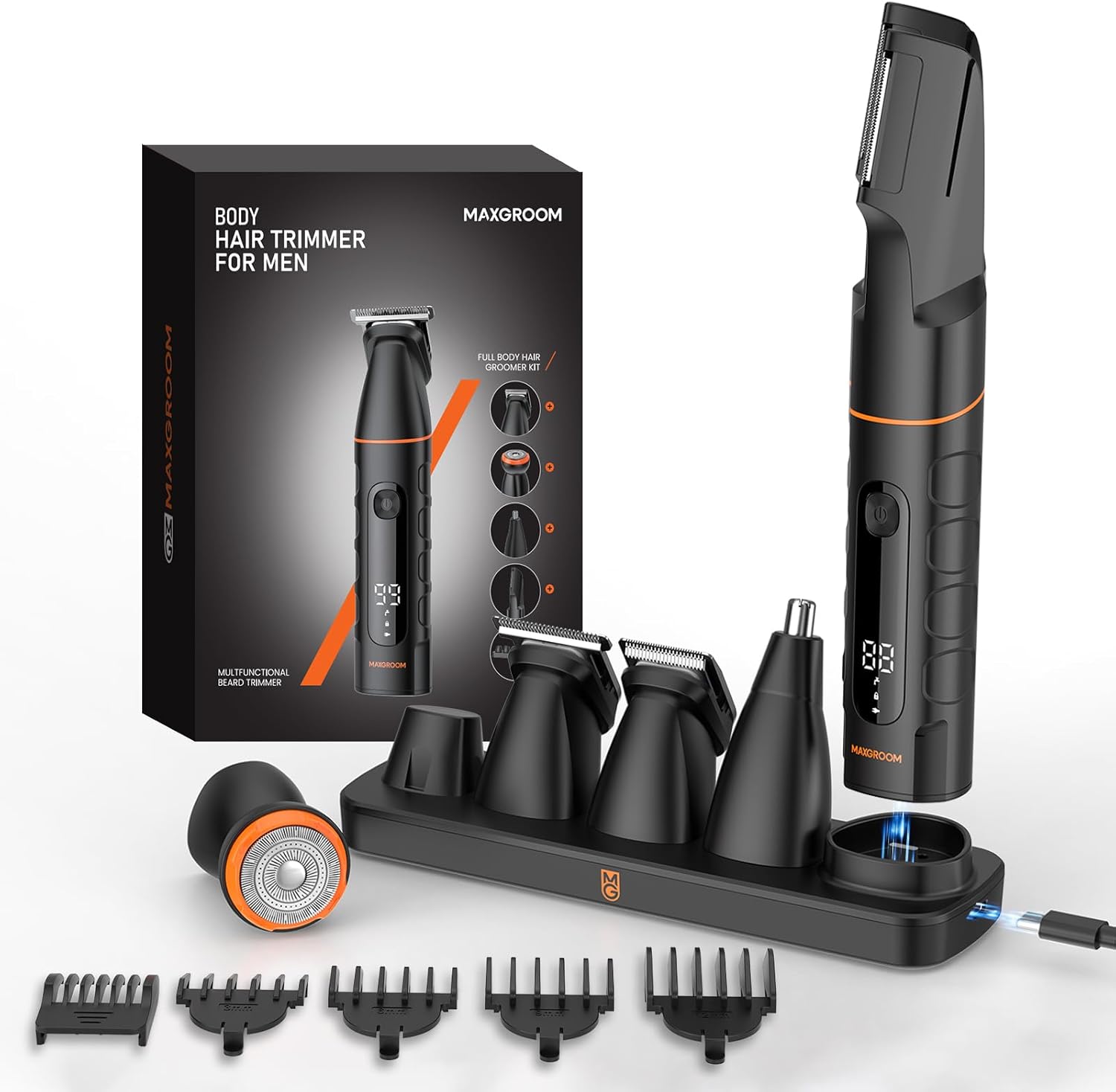 The MAXGROOM Body Trimmer main unit, showcasing its ergonomic design.