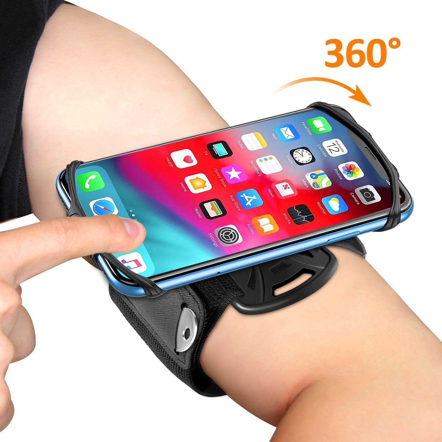 Matone Phone Armband, 360° Rotatable Running Phone Holder, Compatible with iPhone 11/11 Pro Max, Galaxy Note 10 Plus/S20, Universal Adjustable Arm Band for Jogging Gym Hiking