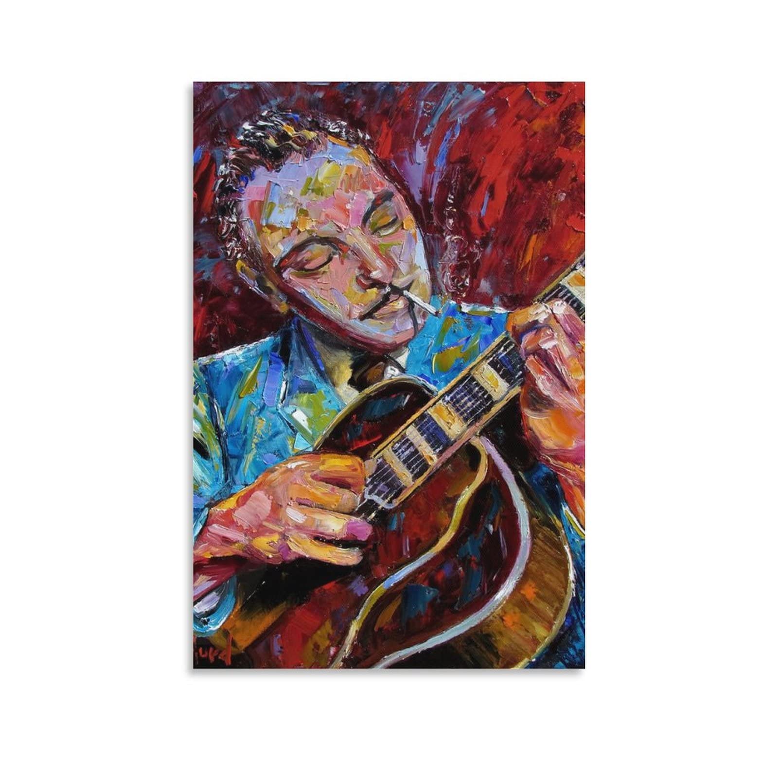 Fucoming Django Reinhardt Poster con musica jazz vintage, stampa artistica da appendere, poster estetico per camera da letto e soggiorno, decorazione da parete, 60 x 90 cm