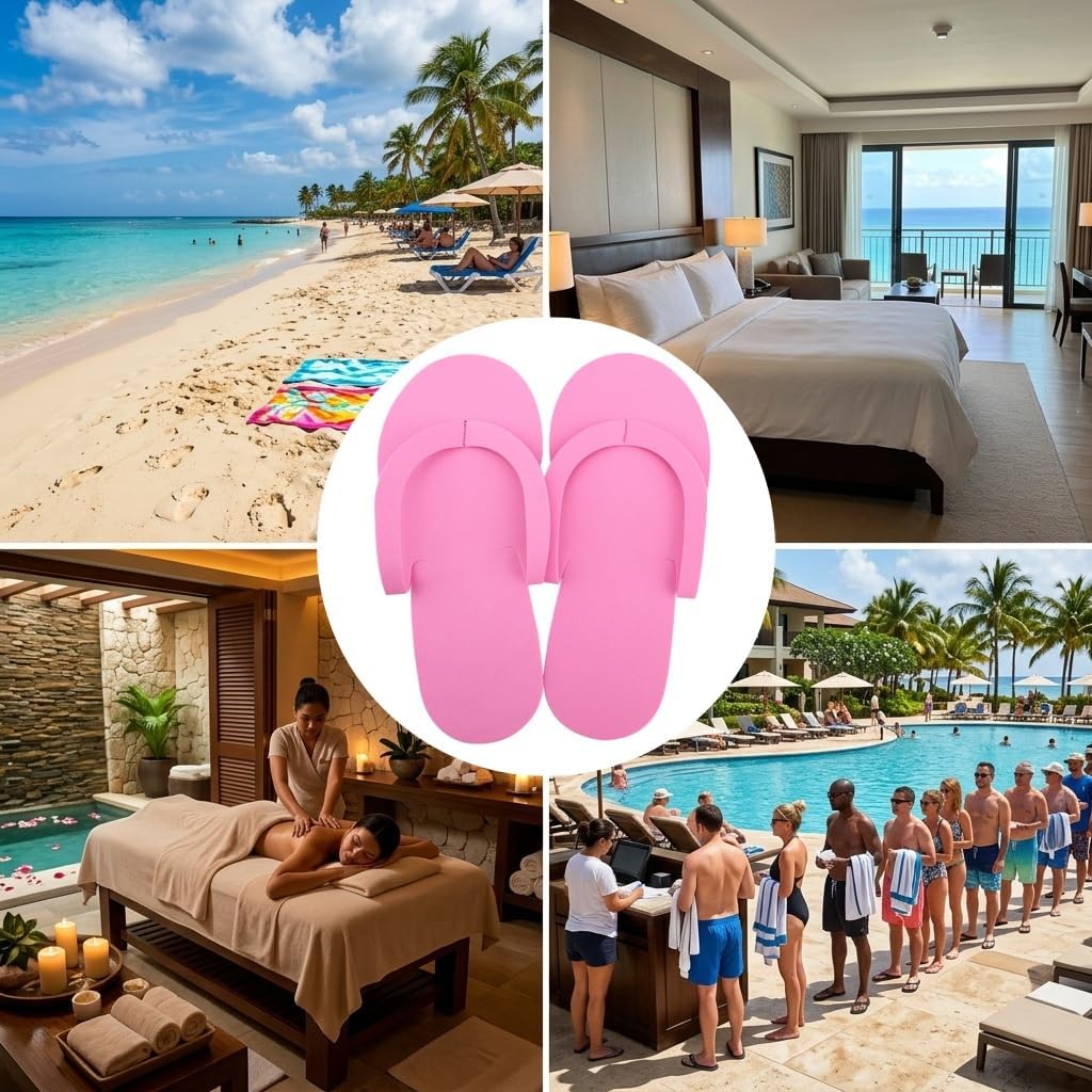 Disposable Pedicure Slippers 24Pairs, Portable Foldable Salon Flip-flops for Guests Salon Spa Hotel Beach Party