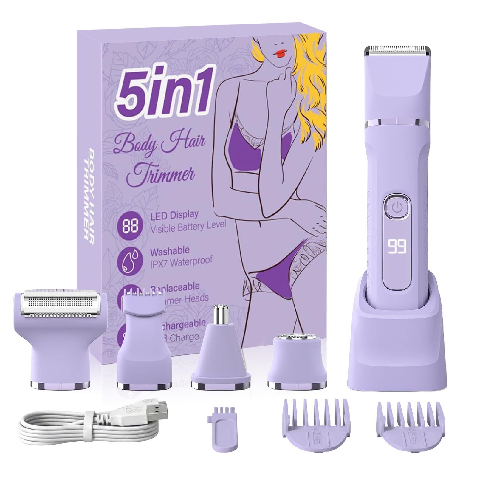 KINGTEE 5-in-1 Electric Shaver (Purple)