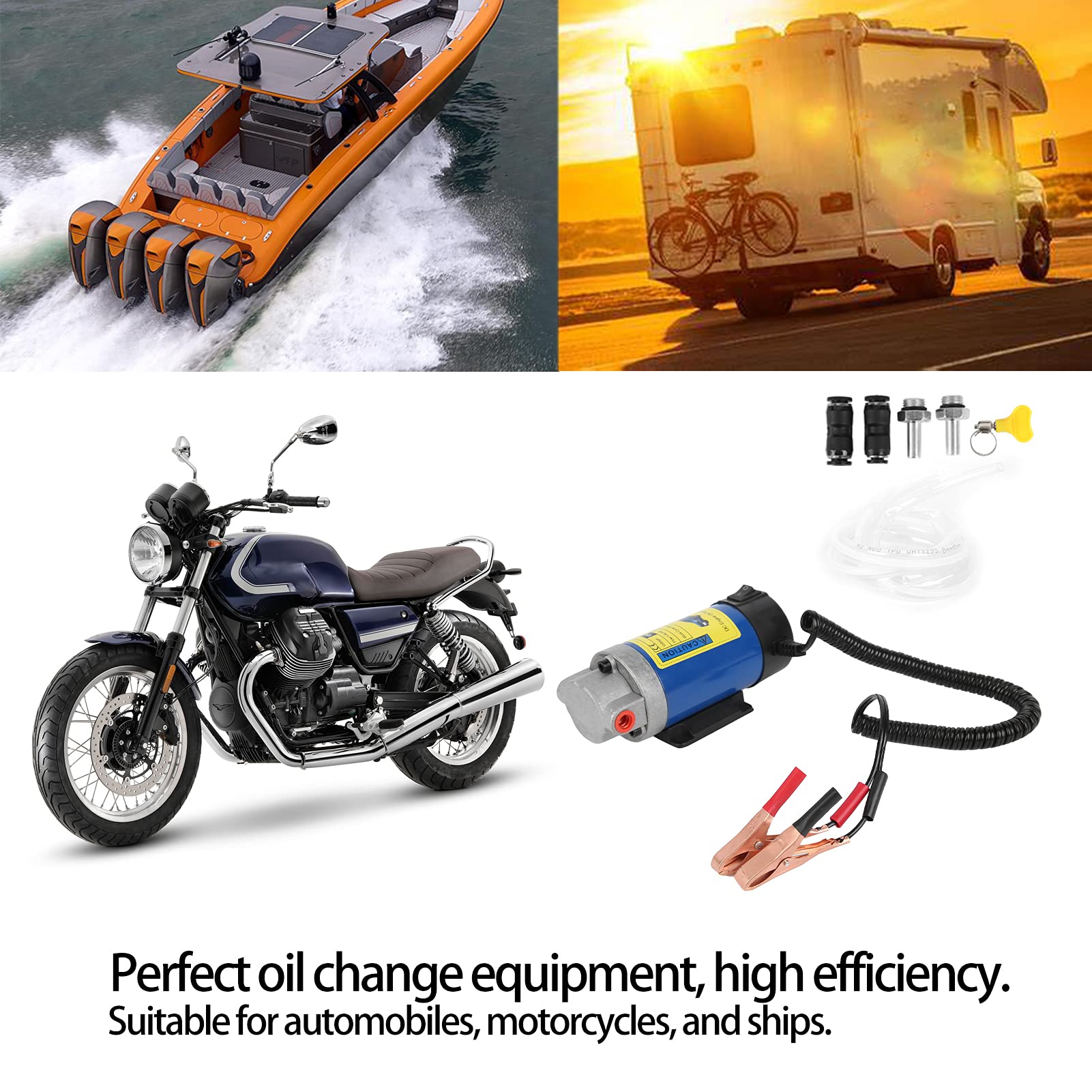 KIMISS Bomba Extractora de Aceite de 12 V para Automóviles, Motocicletas y botes: Bomba de Transferencia de de Fluido de 100 W con Tasa de 1-4L/min para Cambios de Aceite Eficientes