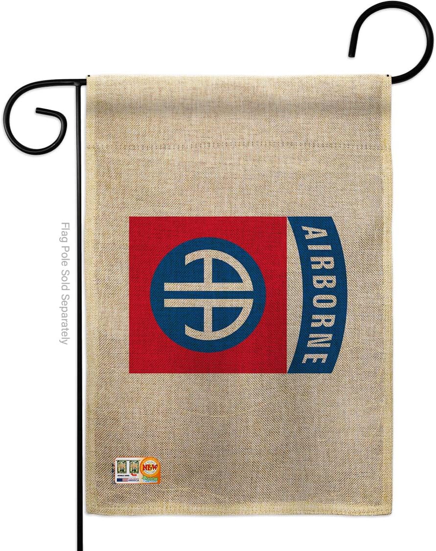 82nd Airborne Burlap Burlap Garden Flag Set Wall Holder Armed Forces Army Rangers United State American Military Veteran Retire Official Small Gift Yard House Banner Double-Sided Made In USA 13 X 18.5
