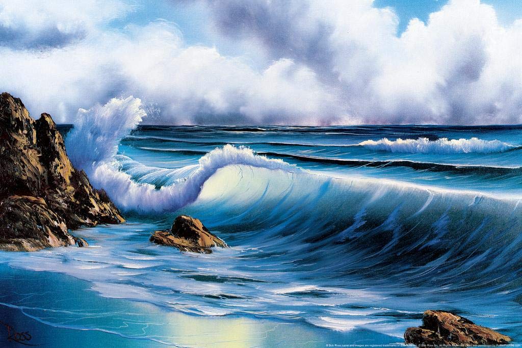 Amazon.com: Bob Ross Surfs Up Art Print Painting Cool Wall Art