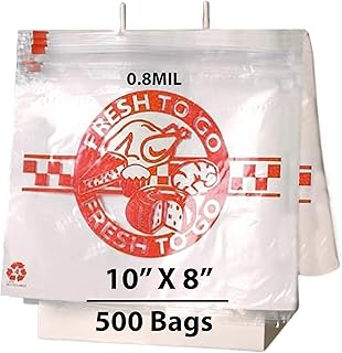 Slide Seal Deli Bag - Printed 'Fresh to Go' 0.8Mil, 10" X 8" 500 Bags | Polypropylene Material, Slide Seal Closure | Keeping Food Fresh and Secure