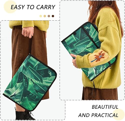 Miniatura 4 de OTVEE Organizador de archivos de acordeón, hojas de plátano verde tropical, 13 bolsillos, carpeta de archivo expandible