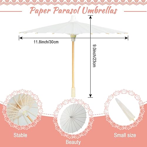 Miniatura 2 de Paquete de 6 sombrillas pequeñas de papel para manualidades, mini paraguas para plantas, paraguas decorativos para baby shower, fiesta, boda,