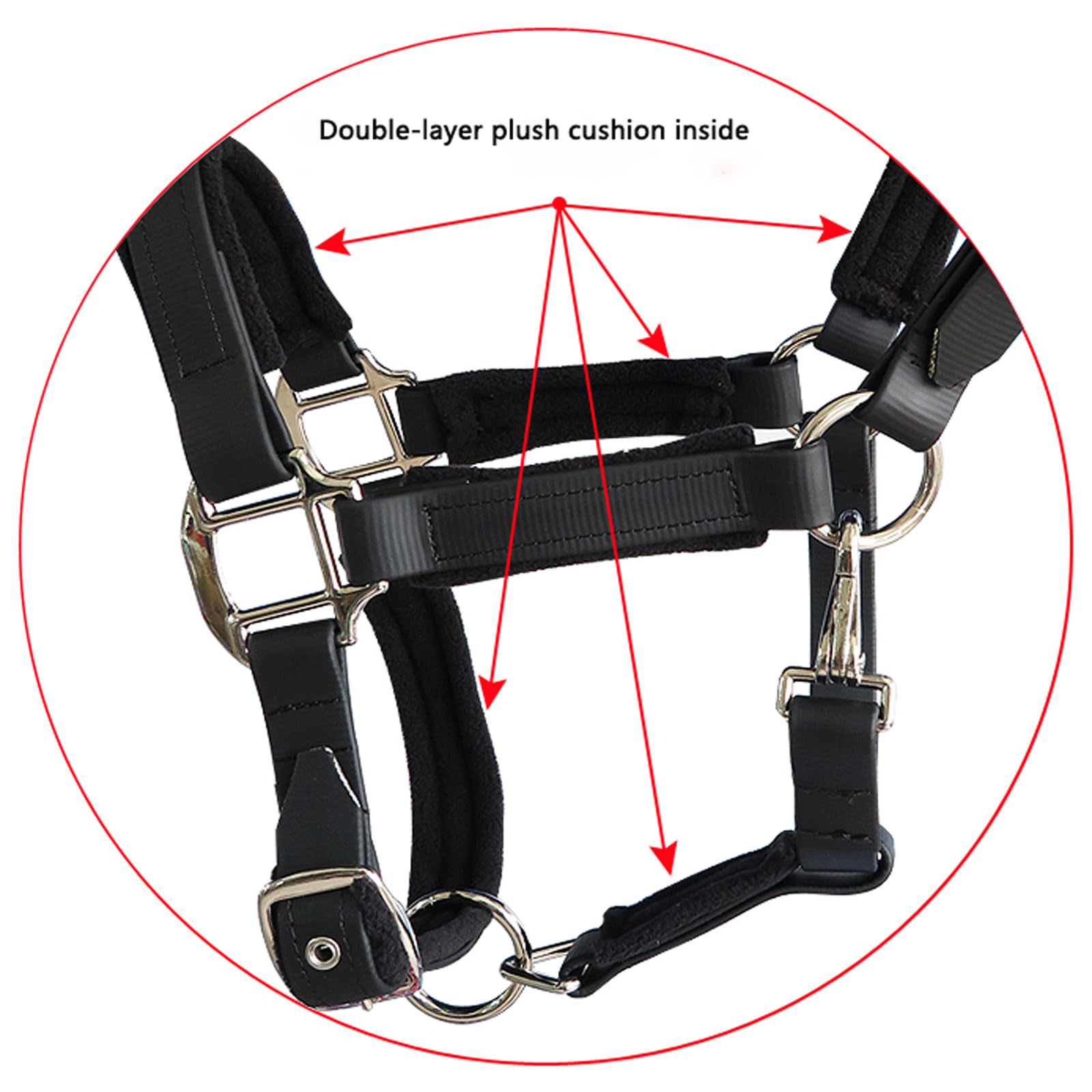 Kantar dla konia z PCV | Wielokolorowy kantar z PVC w wielu rozmiarach do jazdy konnej na świeżym powietrzu(Black,L)
