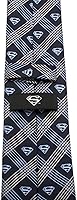 Vista 3 de Cufflinks Inc. Corbata Superman Shield Navy Plaid Hombre, Azul