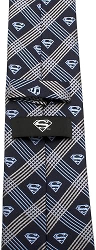 Miniatura 3 de Cufflinks Inc. Corbata Superman Shield Navy Plaid Hombre, Azul