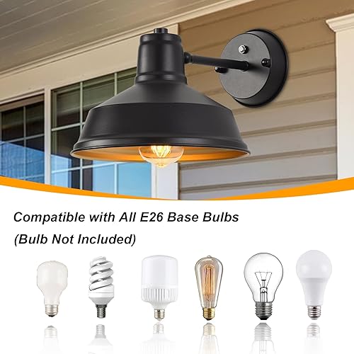 Miniatura 3 de NICOLONOR Luces de granero al aire libre del atardecer al amanecer, lámpara de granja para exteriores con pantalla en ángulo ajustable, aplique de