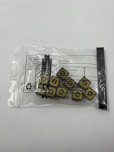 Miniatura 2 de SmartDealsPro Paquete de 10 dados D6 de seis lados de 0.630 in para DND MTG PRG Wow juego de mesa para enseñanza de matemáticas (letra amarilla)