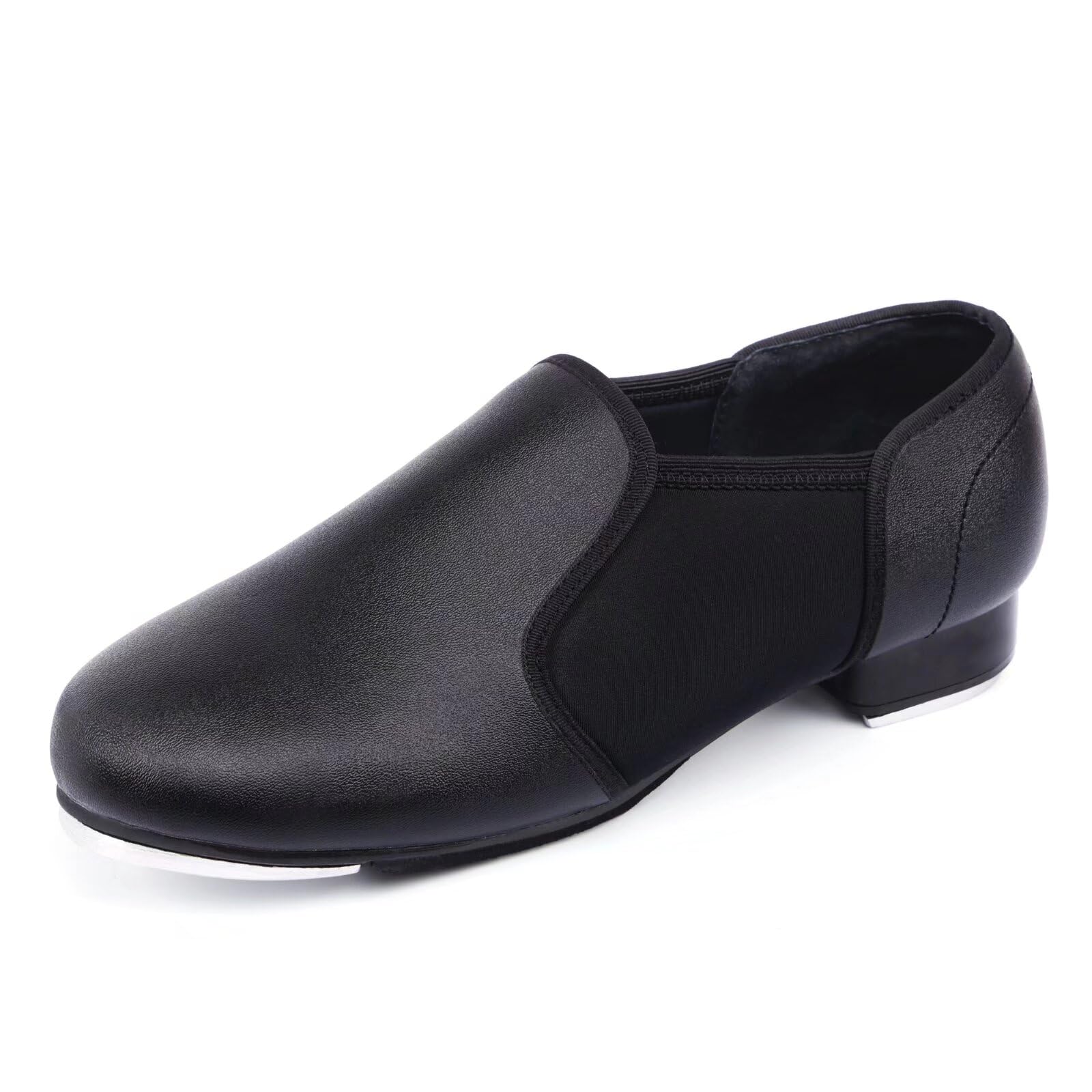 ARCLIBER Black Tap Shoes for Women and Men PU Leather Slip On Women Tap Dance Shoes 6