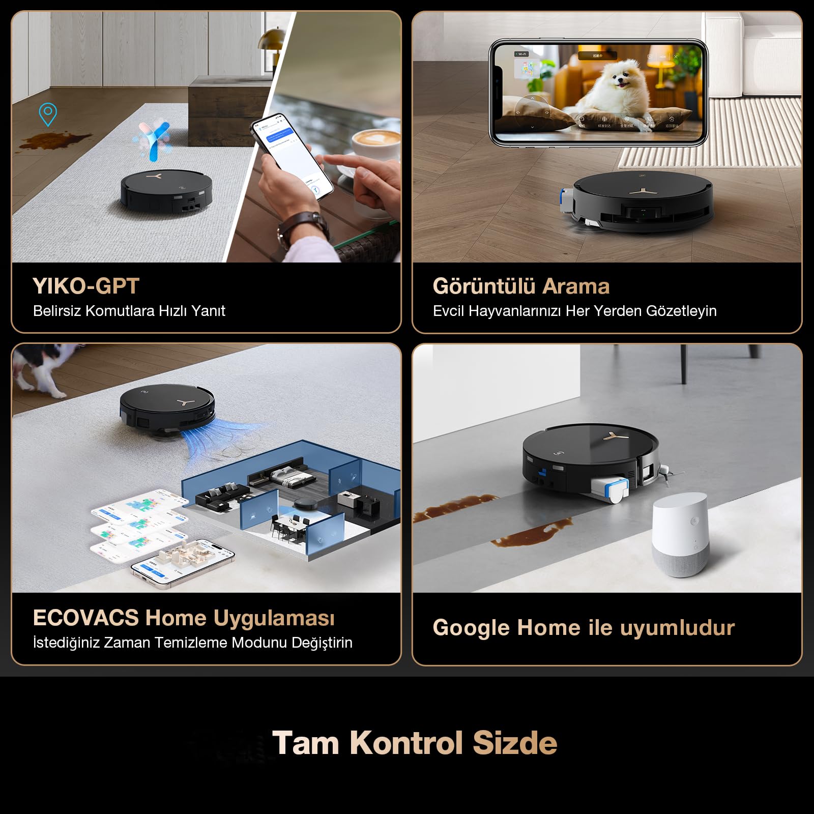 ECOVACS DEEBOT X8 PRO OMNI Robot Aspirapolvere Lavapavimenti, 18000Pa, Tecnologia di Lavaggio Automatico Istantaneo OZMO ROLLER, Pulizia con acqua calda 40-75°C, Soluzione Detergente Automatica, Nero