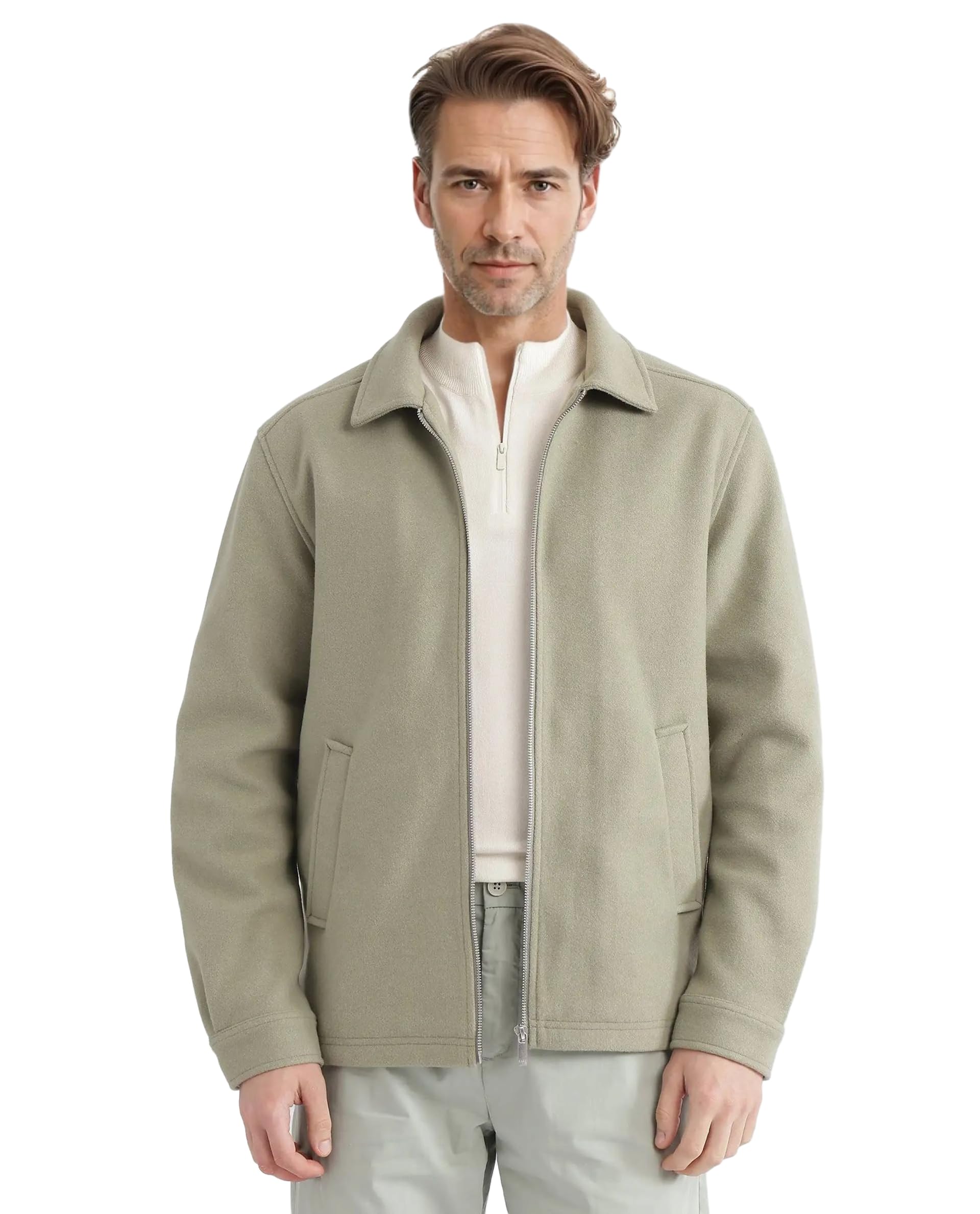 rare rabbit Men Regular Fit Solid Beige Polyester Zipper Jacket-picture-29