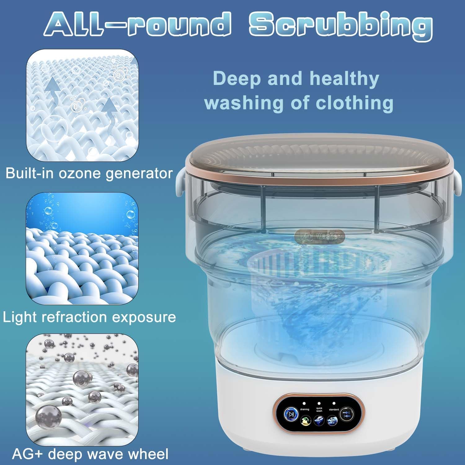 Machine à Laver Portable,15L Mini Laveuse-Sécheuse Automatique Pliable,Dortoir,Camping,Voyage,Chaussettes,Lingerie Machine a Laver Mini,Portable Washing Machine (Couleur kaki)