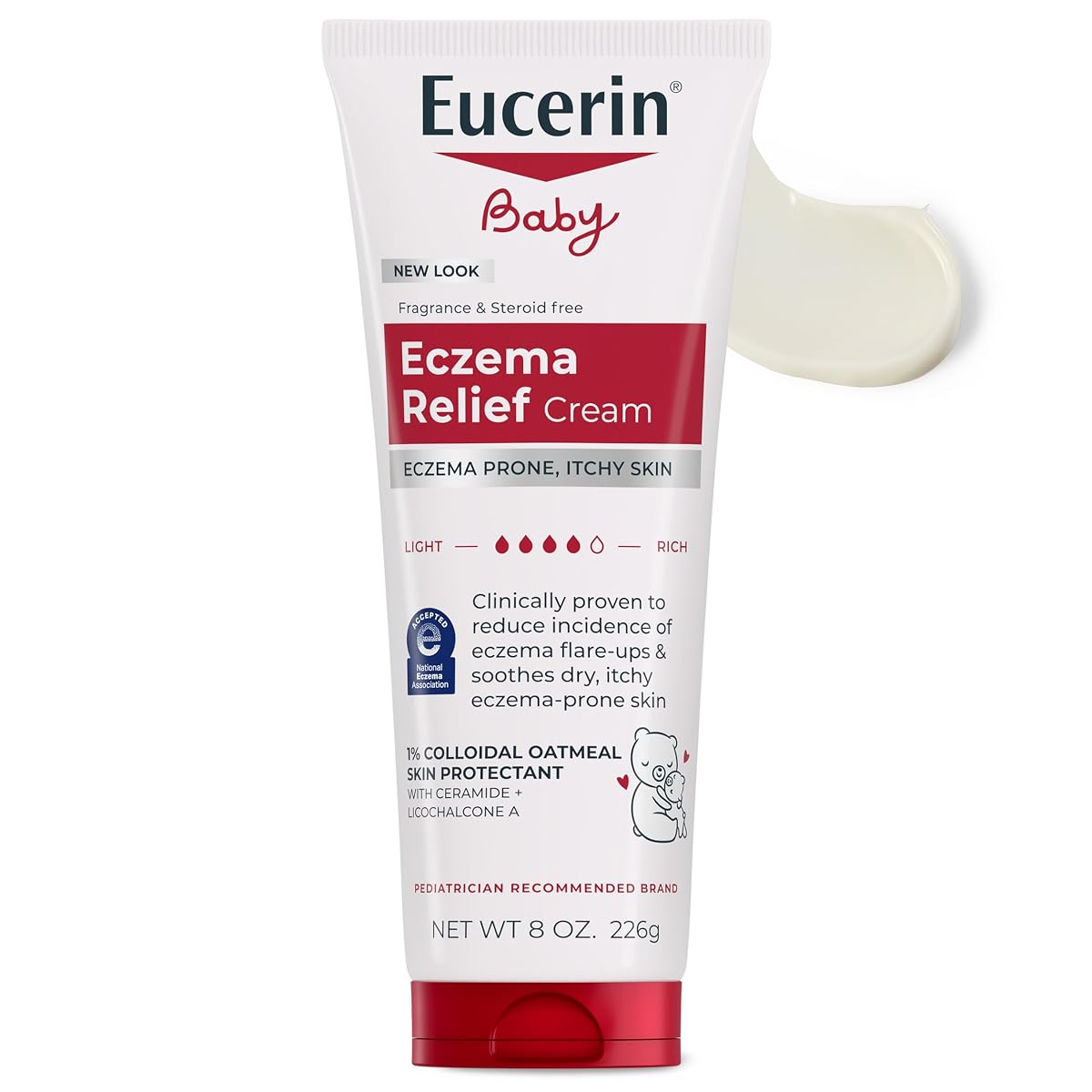 Eucerin Baby Eczema Relief Body Cream, Fragrance Free Baby Eczema Cream with Colloidal Oatmeal, Ceramide-3 and Licorice Root Extract, 8 Oz Tube