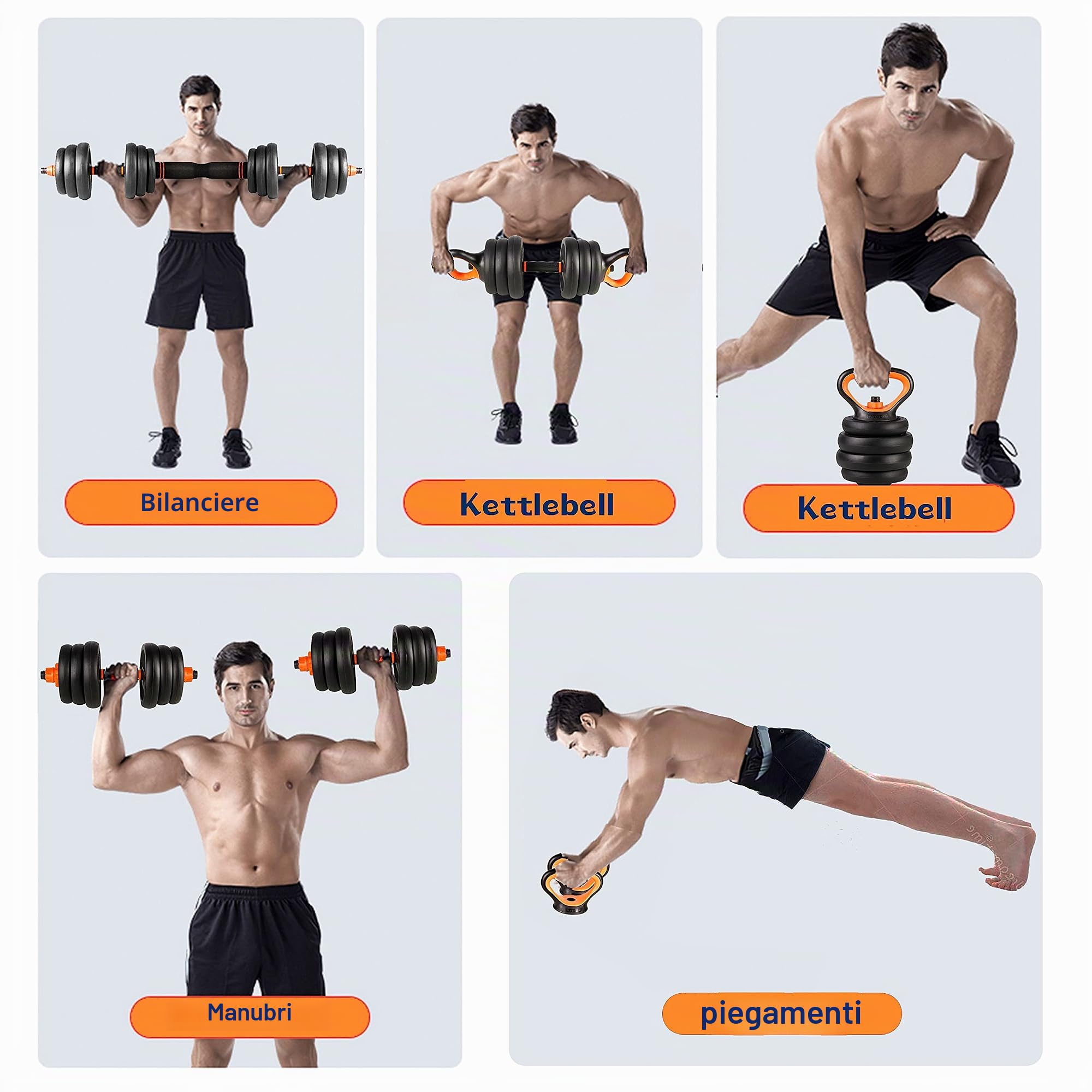 CCLIFE 6in1 Manubri Palestra Pesi Plestra Manubri Regolabili Set Pesi Palestra 20 25 40 kg-ZERRO