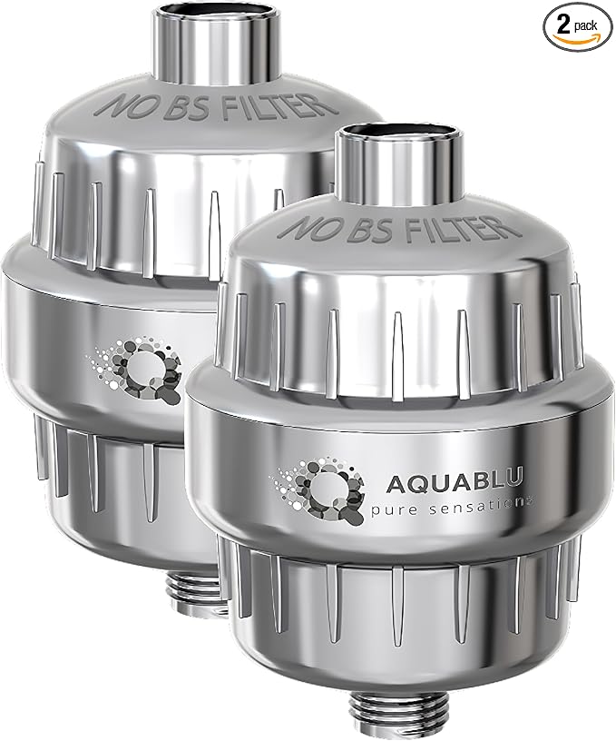 Heavy Duty NO BS Shower Filter Family Pack (2 QTY) – 99% REMOVAL Shower Head Filter for Hard Water, Chlorine, Heavy Metals, Fluoride, Micro-life, Organics & Much More!