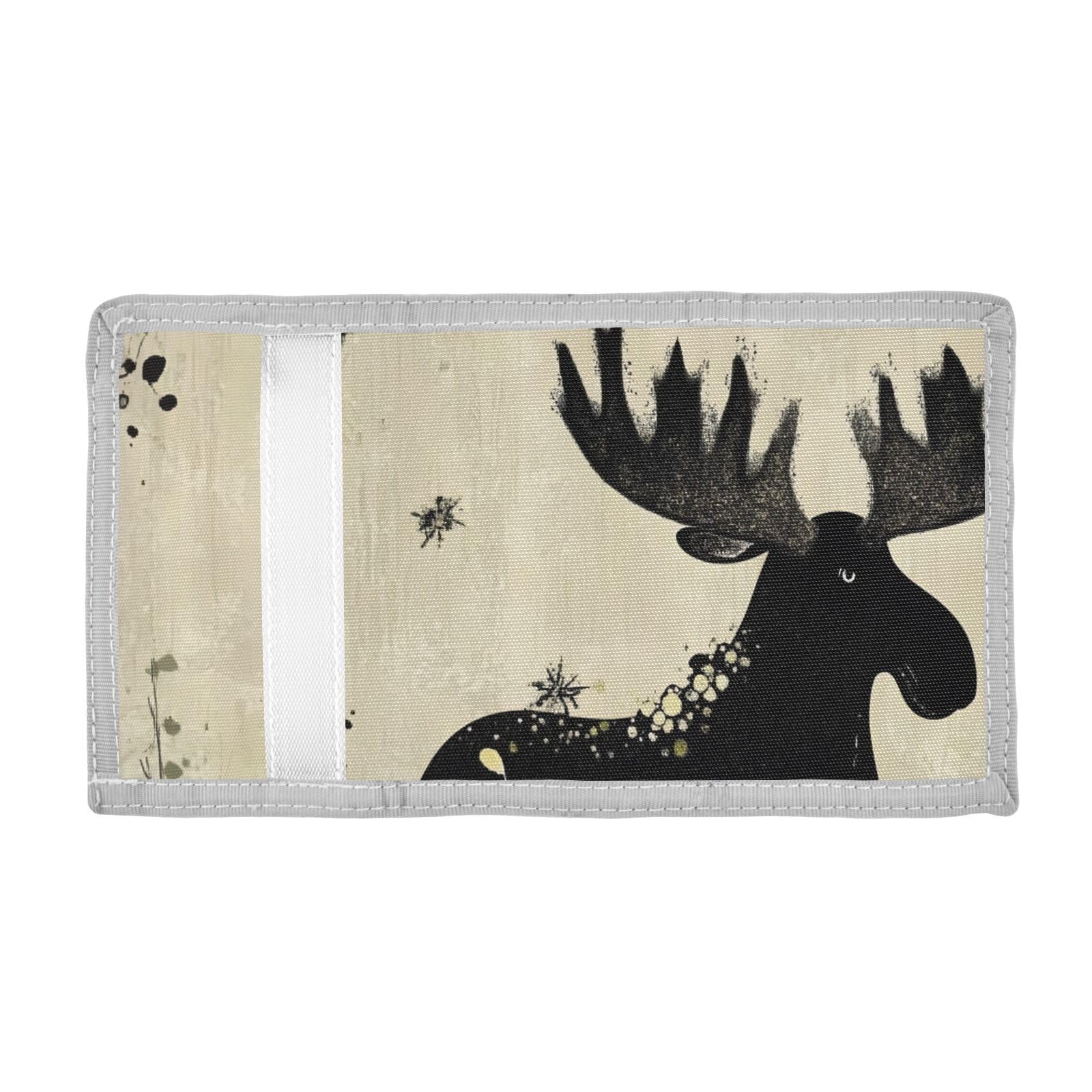FOLIOSA Kids Wallet for Boys Girls Cartoon Moose Print Youth Wallet with Zipper Pocket Card Holders, Novelty Wallet 4.9×2.9 in