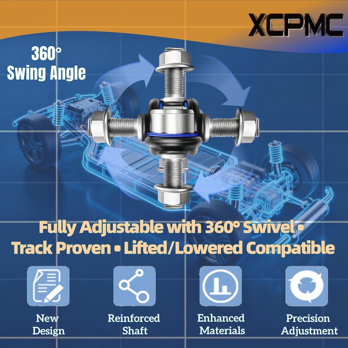 13.78-15.75' m12 Modified Front Sway Stabilizer Bar End Link 2 Pcs Left & Right Aluminium Self Adjustable 360 Degree Swivel With Length And Angle Maintenance Vehicle X354012 350-400 Blue