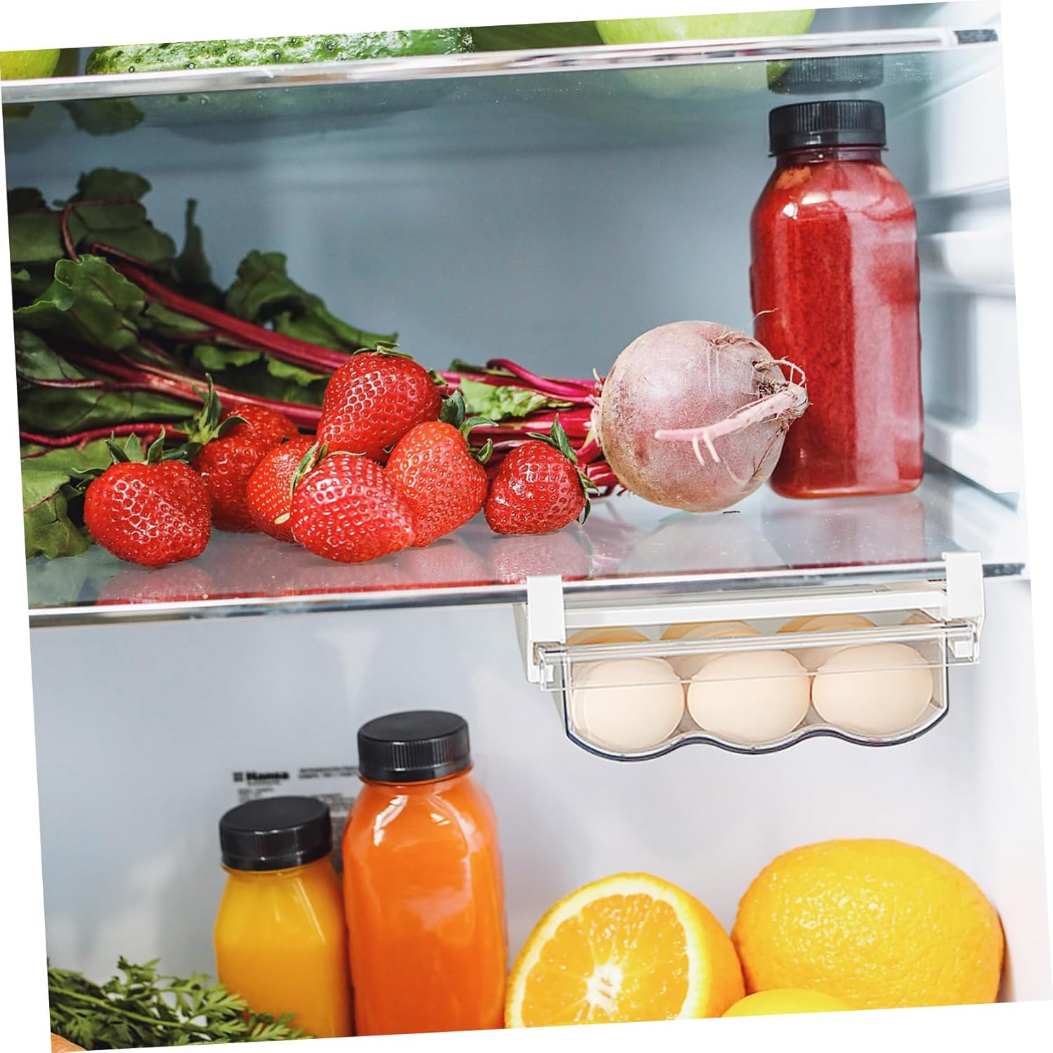 TIDTALEO 1pc Pet Transparent Egg Holder Large Capacity Drawer Style Egg Container for Refrigerator with Wave Groove Bottom for Kitchen and Dining Room Storage