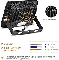 Vista 7 de Focos LED de 20 W para exteriores, lámpara de pared con cableado fijo, luces de seguridad impermeables IP66, 6500 K, lámpara de trabajo ultra