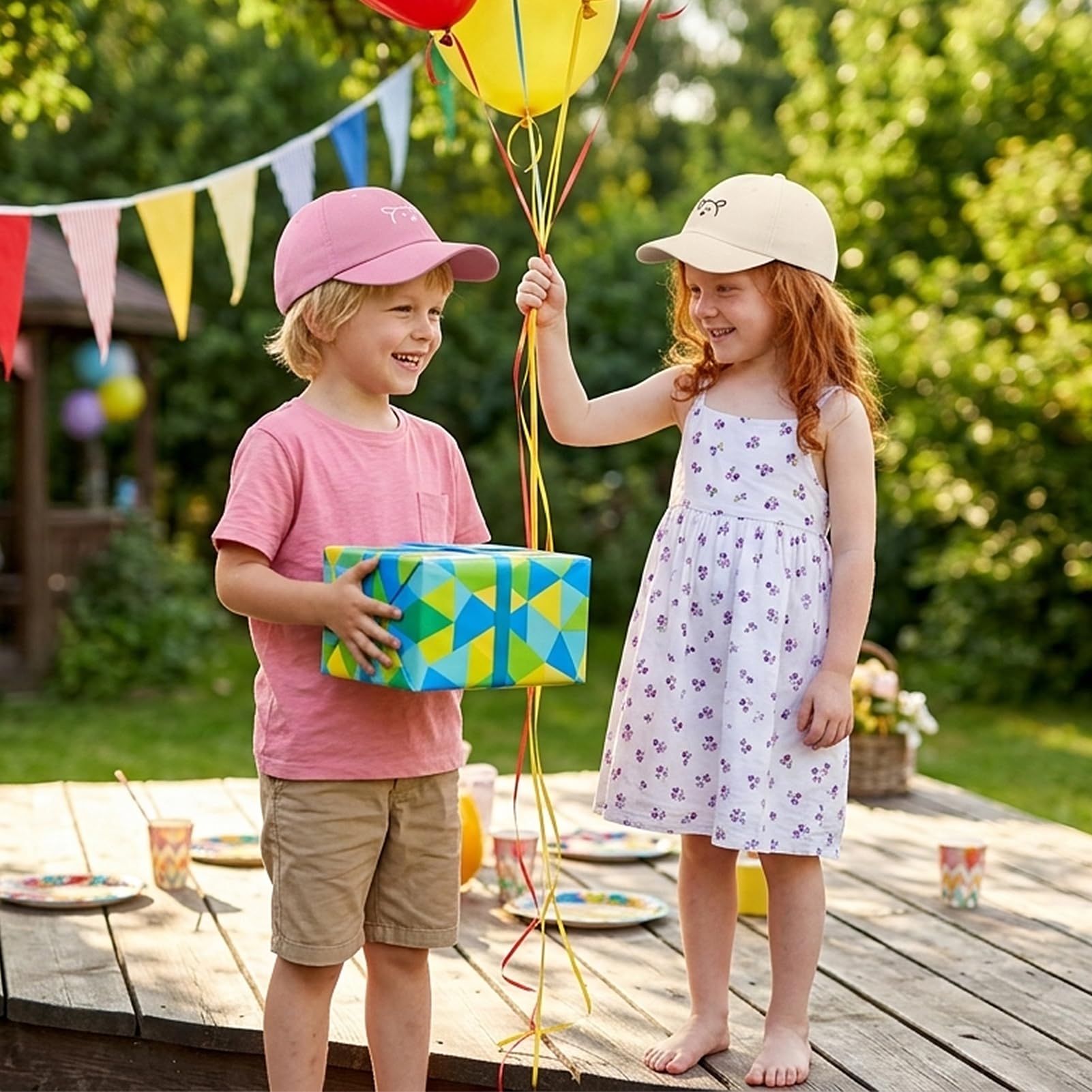 2 Paar Baby Kinder Baseball Cap, Verstellbar Sonnenhut Baby Kappe für 2–6 Jahre Junge Mädchen, Snapback Baumwolle Baseballmütze with Bärenmuster Kleinkind Sonnenhut