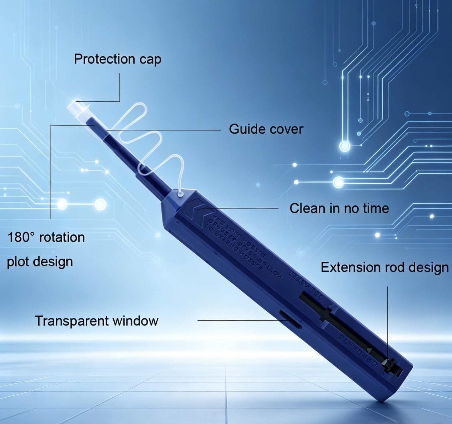Bolígrafo de limpieza de fibra óptica para conectores LC/MU de 1,25 mm, limpiador de fibra con sonda extensible para adaptadores de mamparo de alta densidad y cables de conexión, compatible con UPC