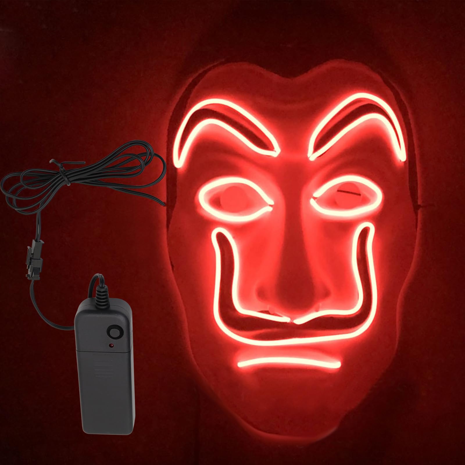 Halloween Mask with LED Lights - Scary Light-Up Mask for Costume Parties Cosplay, Masquerade & Carnival Festivals (Yellow A) - Image 3