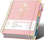 Hardcover Spiral Carnets 8.5" X 11" Prise de note 5 Sujet Notebook College Règle avec les séparateurs 240 Pages 100GSM Aesthétique Spiral Notebook pour l'école de travail Mignon Journals pour les femmes Écriture