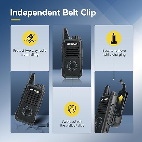 Miniatura 7 de Retevis RT22S Walkie Talkies para adultos, radios FRS portátiles bidireccionales (paquete de 10) con cargador de 10 vías, radio de mano de 2 vías