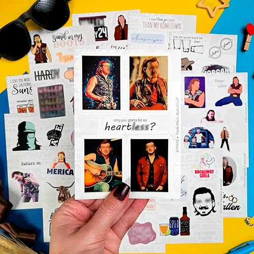 Miniatura 7 de BulbaCraft 100 calcomanías de cantante de country  mercancía de música country, calcomanías de música impermeables para fundas de teléfono y