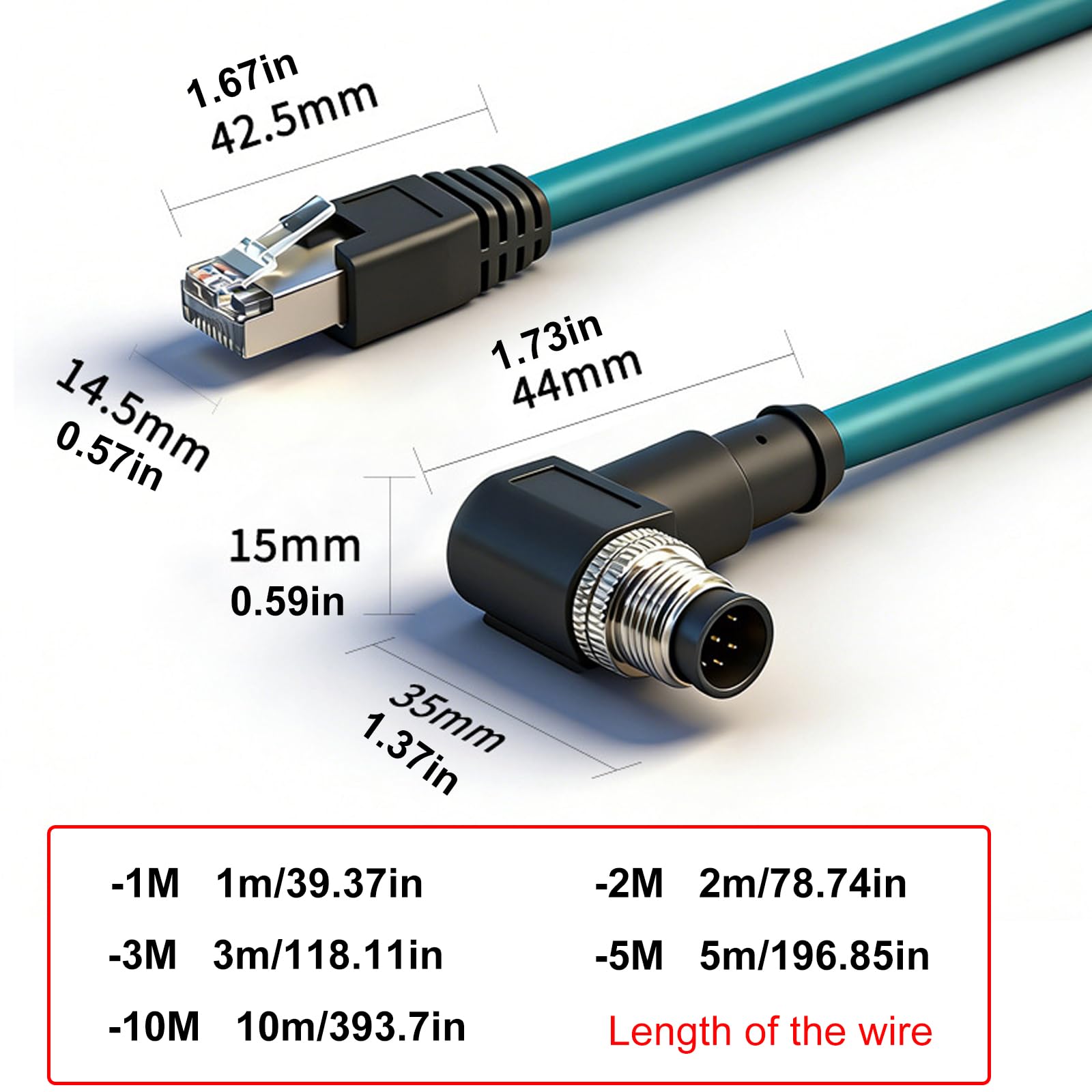 Connecteur 8 broches coudé mâle RJ45 Ethernet Gigabit adaptateur réseau pour équipement industriel câble Ethernet