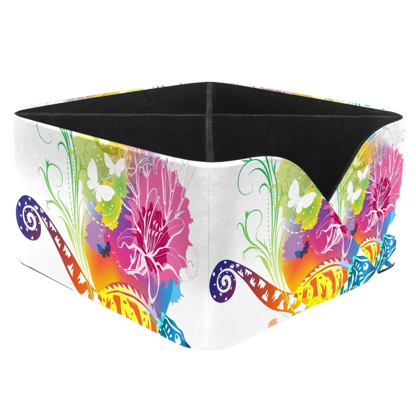 KengjuTesu Chameleon with Butterflies Desktop Organizer Pen Holder, Rectangular Pencil Cup for Office, Study and Makeup Stations