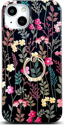 Qokey Funda para iPhone 13, iPhone 14, bonita funda de flores de jardín para niñas y mujeres, patrón mate, suave, a prueba de golpes, TPU