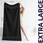 DAN RIVER Draps de bain Jumbo de luxe 2 Pièce – 550 GSM (35x70 Pouces) 100% Ensemble de serviettes de bain très absorbantes et rapidement sèches en coton – Serviettes de bain super doux, Hôtel, Spa, Noir