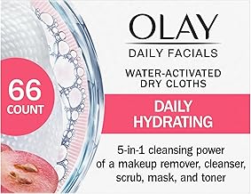 Olay Daily Facials Daily Clean Wipes, 4-in-1 Water Activated Cloths, 66 count Packaging may Vary