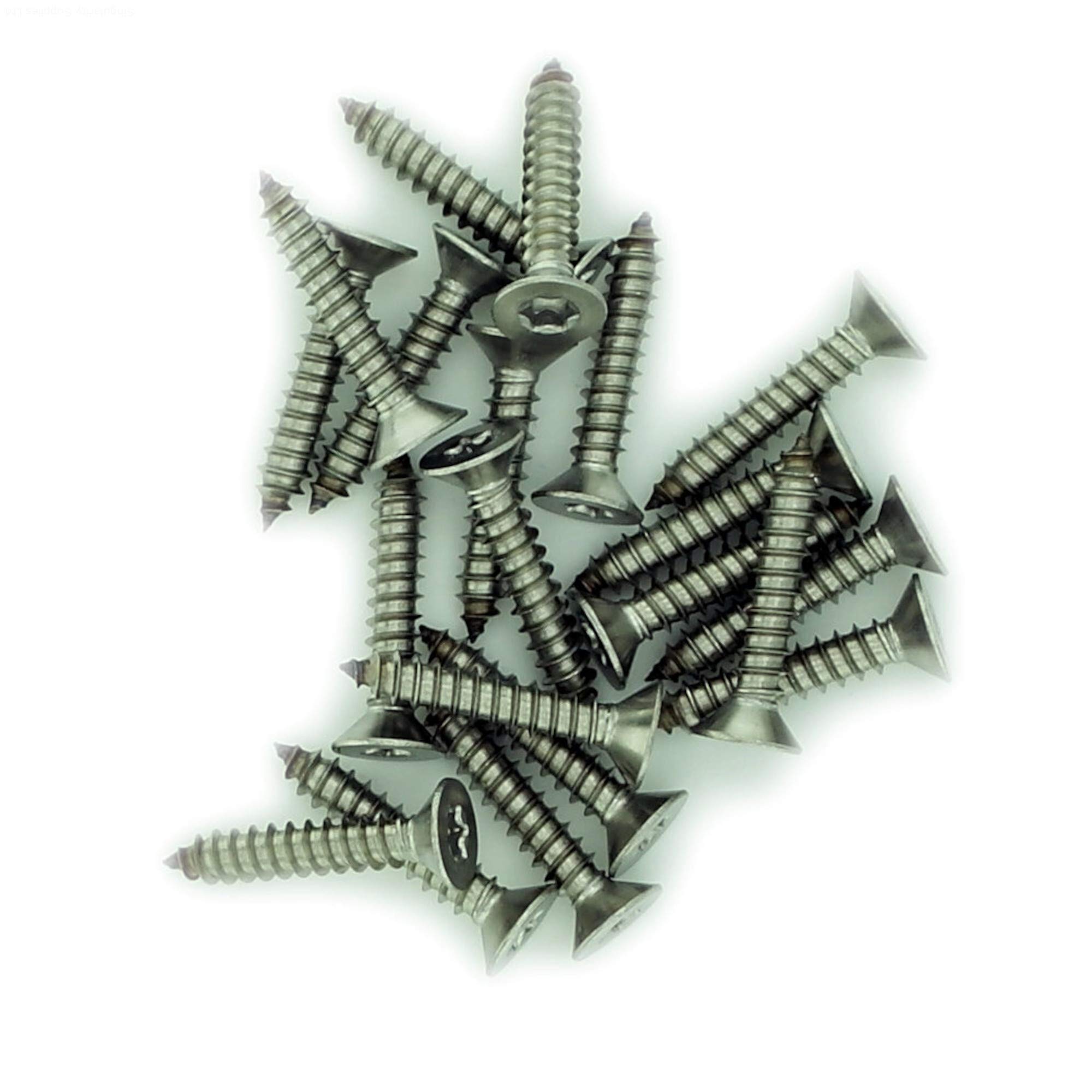 Singularity Supplies No.4 X 0.625 (2.9Mm X 16Mm) Tx Countersunk Self-Tapping Screw - Stainless Steel (A2) (Pack Of 20)